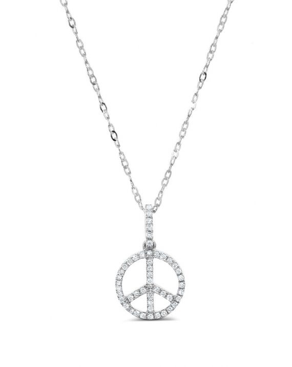 Peace Sign in 18k white gold