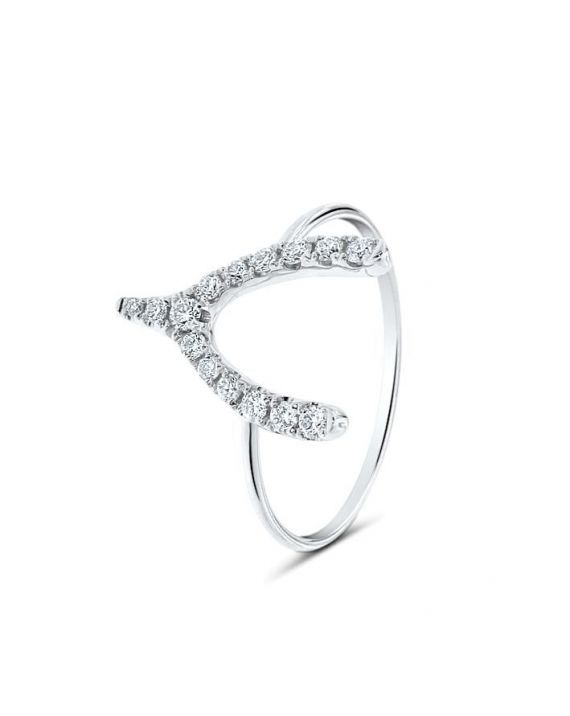 Wishbone Diamond Ring in 18k White Gold (0.30ct)