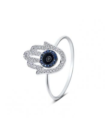 Hamsa Diamond Ring in 18k White Gold (0.10ct)