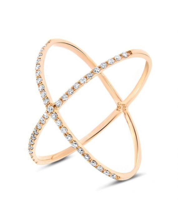 Crisscross Diamond Ring in 18k Rose Gold (0.28ct)