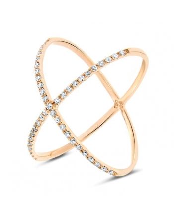 Crisscross Diamond Ring in 18k Rose Gold (0.28ct)