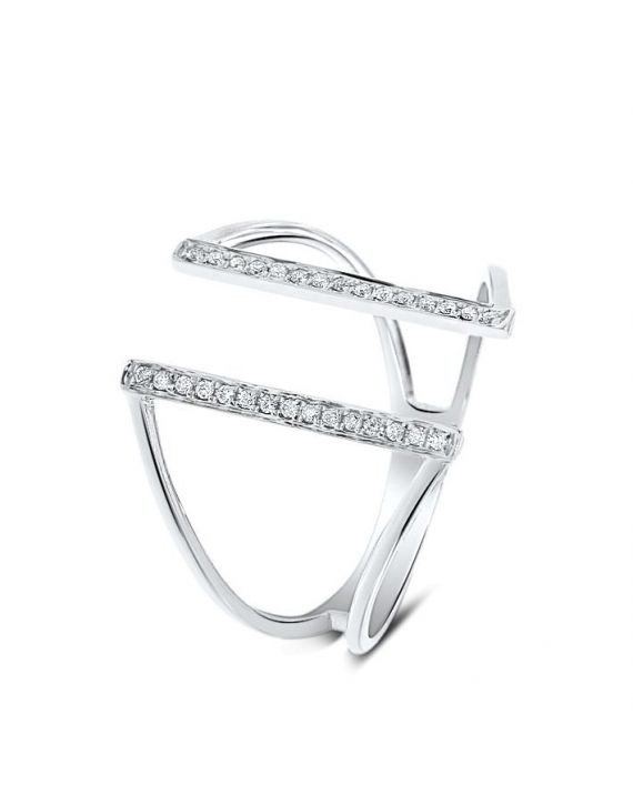 Bridge Diamond Ring in 18k White Gold (0.09ct)