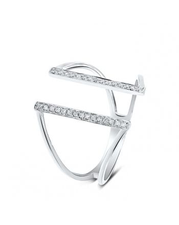 Bridge Diamond Ring in 18k White Gold (0.09ct)