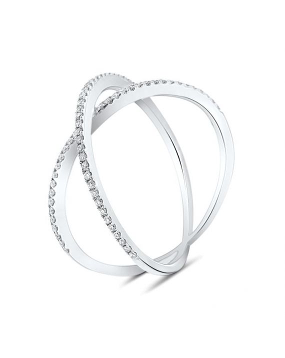 Dainty X Diamond Ring in 18k White Gold (0.22ct)