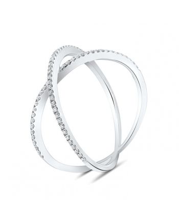 Dainty X Diamond Ring in 18k White Gold (0.22ct)