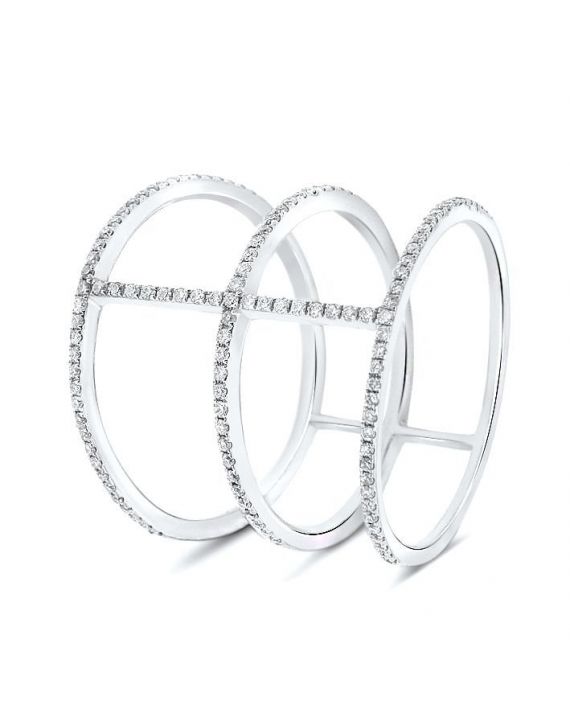 Three Band Diamond Ring in 18k White Gold (0.30ct)