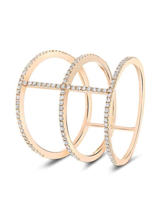 Three Band Diamond Ring in 18k Rose Gold (0.30ct)