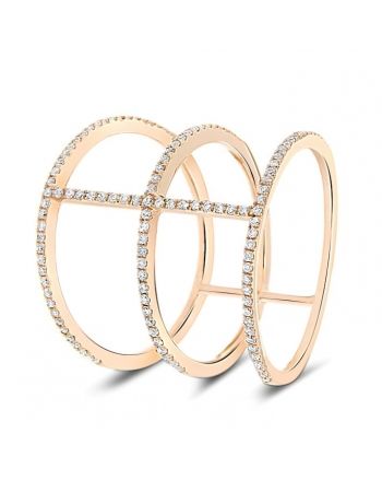 Three Band Diamond Ring in 18k Rose Gold (0.30ct)