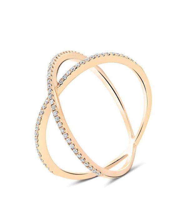 Dainty X Diamond Ring in 18k Rose Gold (0.22ct)