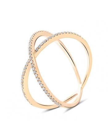 Dainty X Diamond Ring in 18k Rose Gold (0.22ct)