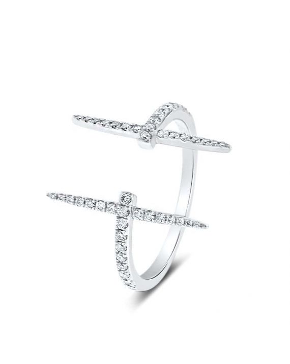 Open Bar Diamond Ring in 18k White Gold (0.28ct)