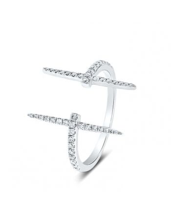 Open Bar Diamond Ring in 18k White Gold (0.28ct)