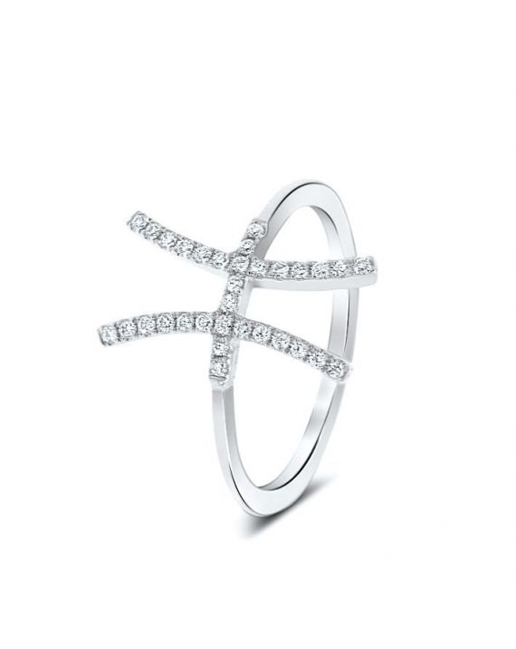 H Diamond Ring in 18k White Gold (0.16ct)