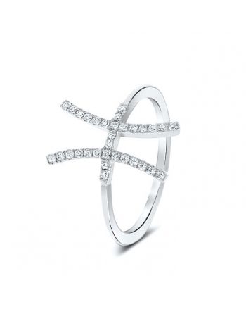H Diamond Ring in 18k White Gold (0.16ct)