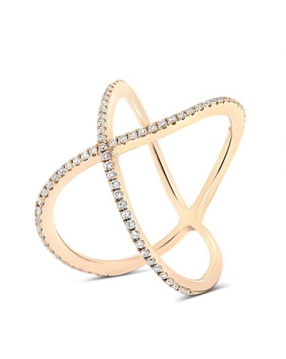 Modern X Diamond Ring in 18k Rose Gold (0.34ct)