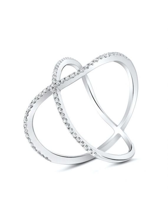 Modern X Diamond Ring in 18k White Gold (0.28ct)
