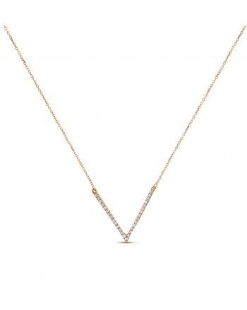 V Diamond Necklace in 18k Rose Gold