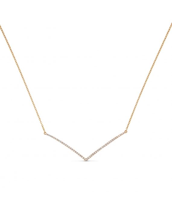 V Diamond Necklace in 18k Rose Gold (0.25ct)