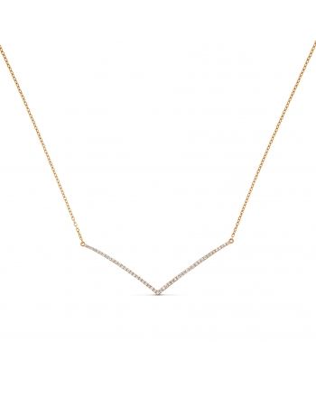 V Diamond Necklace in 18k Rose Gold (0.25ct)