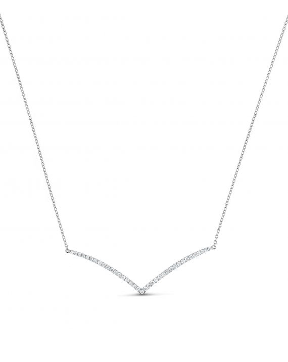 V Diamond Necklace in 18k White Gold