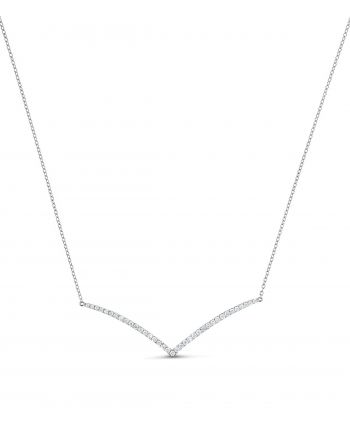 V Diamond Necklace in 18k White Gold