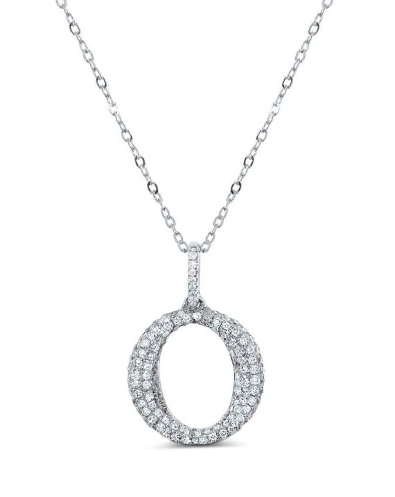 O Diamond Necklace in 18k White Gold