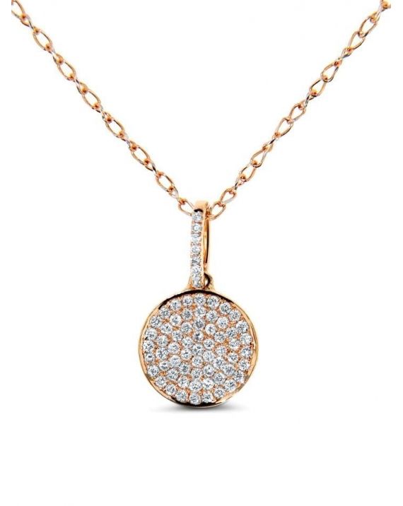 Disc Diamond Pave Necklace in 18k gold
