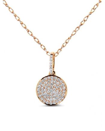 Disc Diamond Pave Necklace in 18k gold