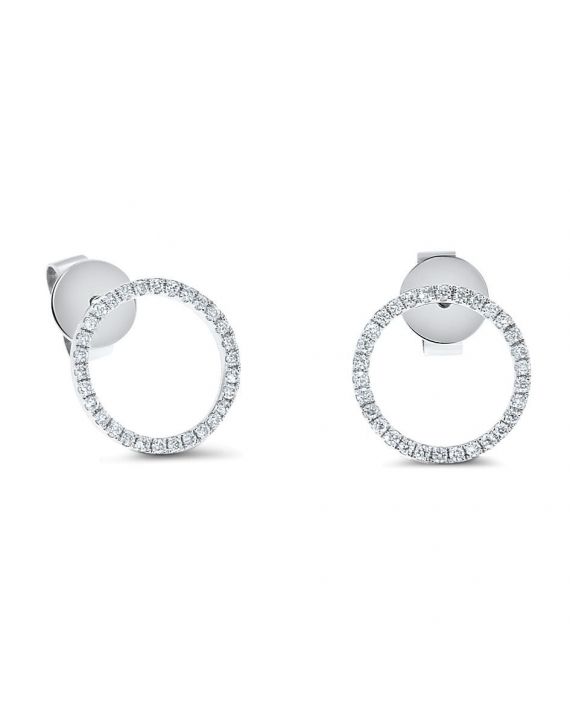 Circle Diamond Studs in 18k White Gold