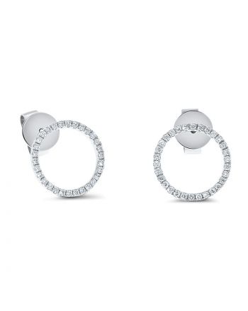 Circle Diamond Studs in 18k White Gold