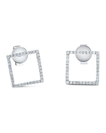 Square Diamond Studs in 18k White Gold