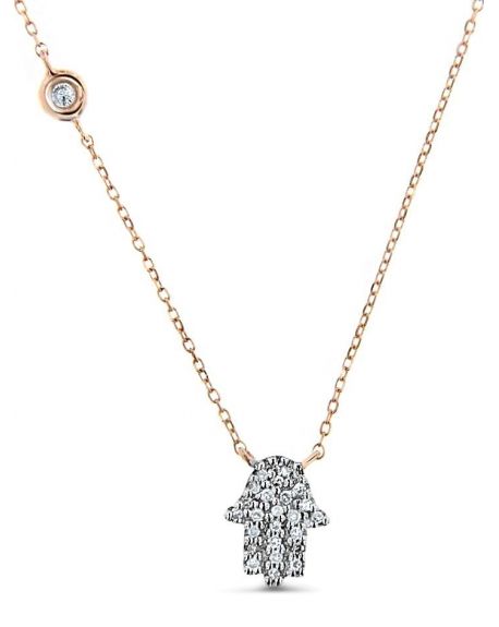 Hamsa Necklace in 14k rose gold