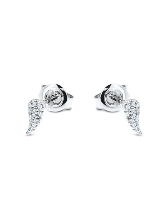 Angel Wing Diamond Studs in 14k White Gold