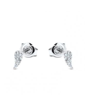 Angel Wing Diamond Studs in 14k White Gold
