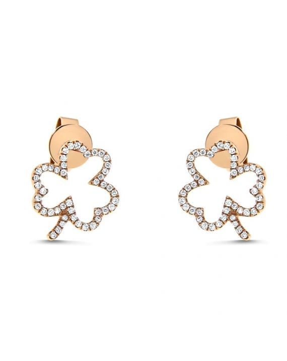 Shamrock Diamond Studs in 18k Rose Gold