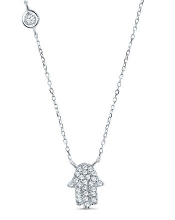 Hamsa Necklace in 14k white gold