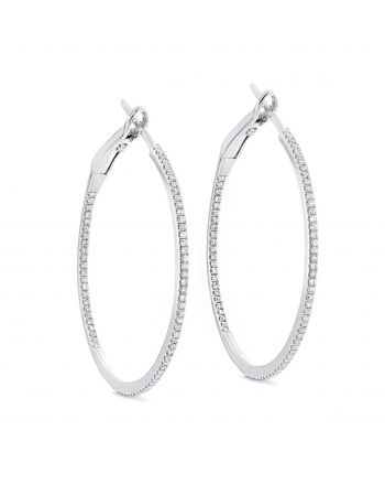 In/Out Diamond Hoops in 18k White Gold (0.34ct) - Diameter 1.25in