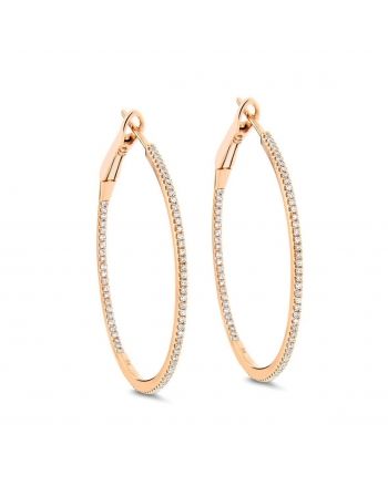 In/Out Diamond Hoops in 18k Rose Gold (0.34ct) - Diameter 1.25in