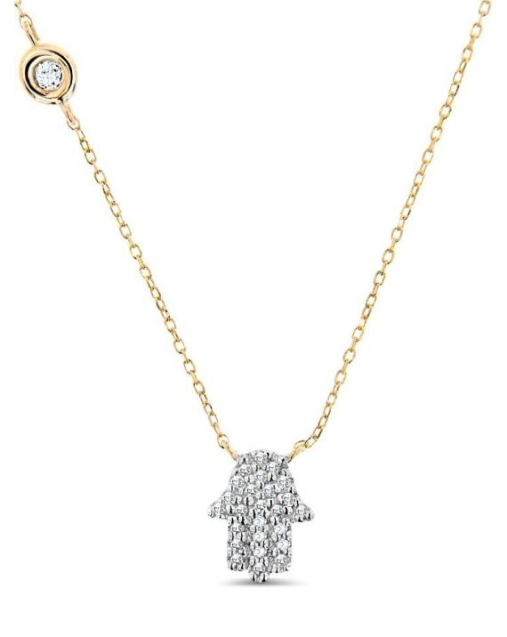Hamsa Necklace in 14k yellow gold