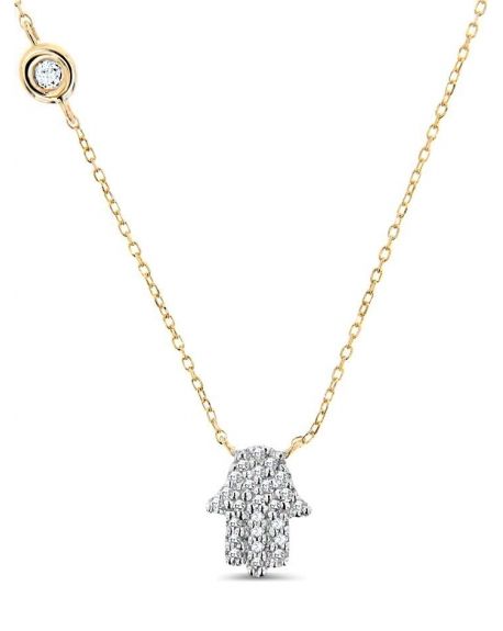 Hamsa Necklace in 14k yellow gold