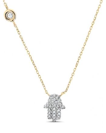 Hamsa Necklace in 14k yellow gold