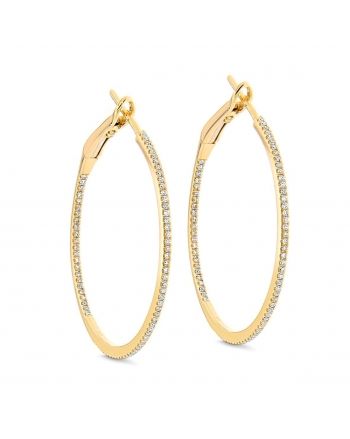 In/Out Diamond Hoops in 18k Yellow Gold (0.34ct) - Diameter 1.25in