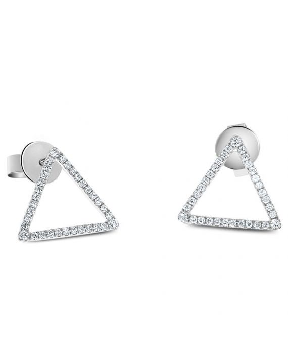 Triangle Diamond Studs in 18k White Gold