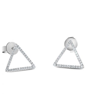 Triangle Diamond Studs in 18k White Gold