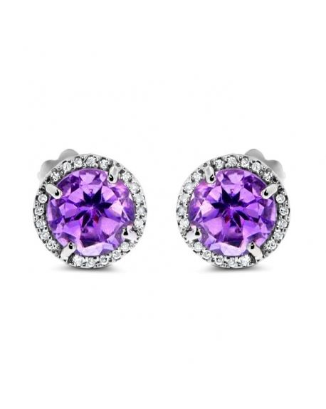 Amethyst Studs in 14k White Gold