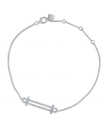 Double Bar Diamond Bracelet in 18k White Gold