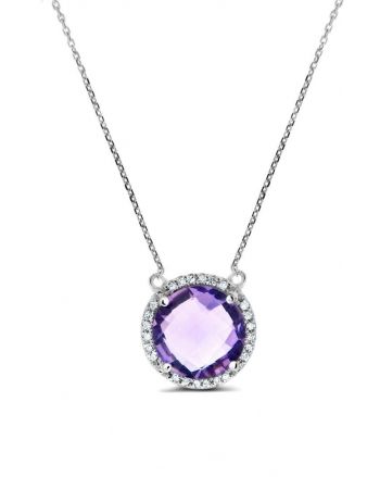 Amethyst Necklace in 14k White Gold
