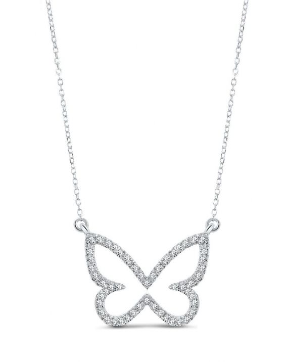 Butterfly Diamond Necklace in 14k white gold