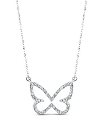 Butterfly Diamond Necklace in 14k white gold