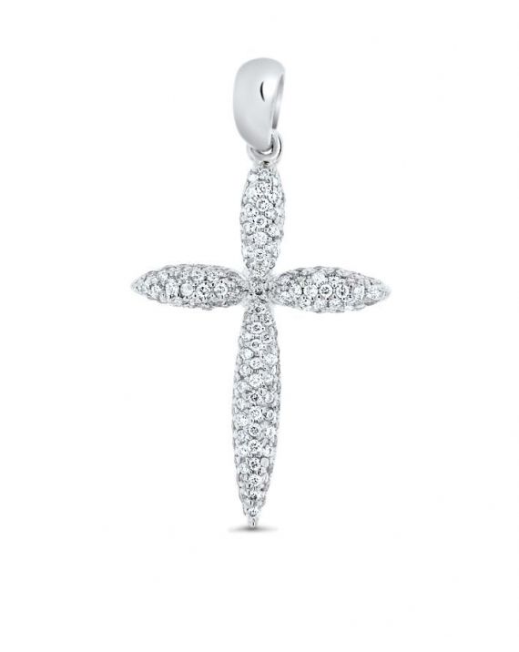 Diamond Cross Pendant in 18k white gold